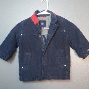Gap Baby  Unisex Toddler Distress Navy Blue And Red Zip Up Jacket Size 4 Years